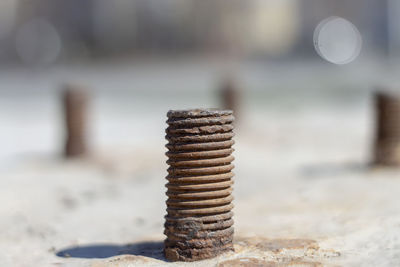 Close-up of rusty stack