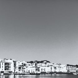 View of buildings in water