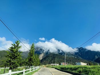 Road amidst trees against sky