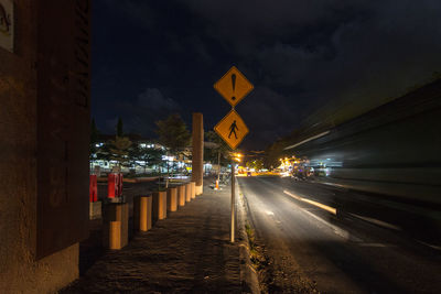 Road sign at night