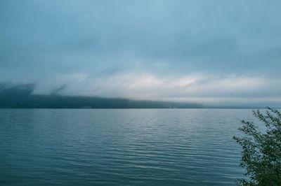 Scenic view of sea against cloudy sky