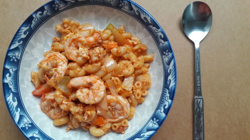 High angle view of meal served in plate