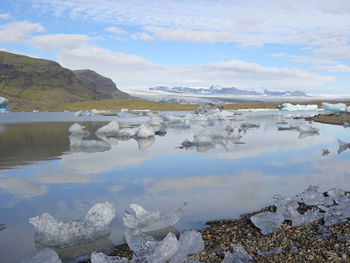 Scenic view of lake against sky