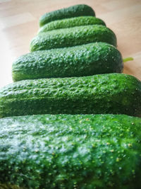 Close-up of green beans on table