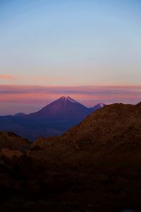 View of mountain at sunset