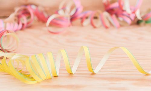 Close-up of birthday cake on table