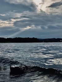 Scenic view of sea against sky during sunset