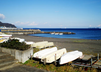 High angle view of beach against sky