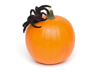 Close-up of pumpkin against orange background