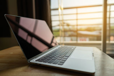 Close-up of laptop on table