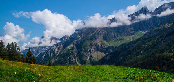 Les diablerets in lake of retaud in valais in swiss