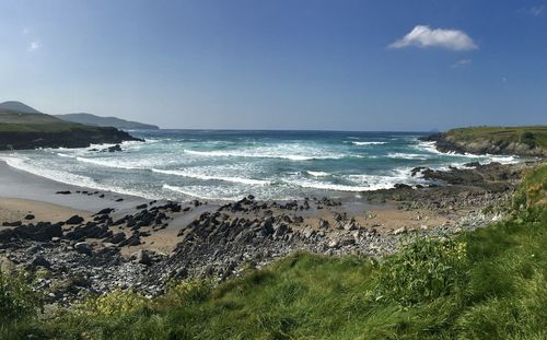 Scenic view of beach against sky