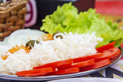 Close-up of food served in plate