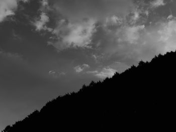 Low angle view of silhouette trees against sky