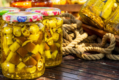 Close-up of food on table