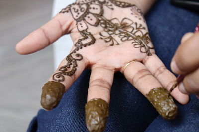 Close-up of woman hand with tattoo