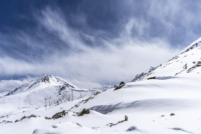 Beautiful mountains covered in snow during the winter season in ladakh.