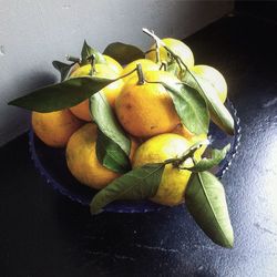 High angle view of fruits on table