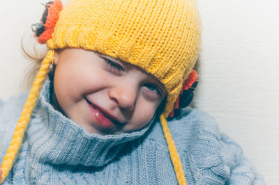 Portrait of cute boy wearing hat