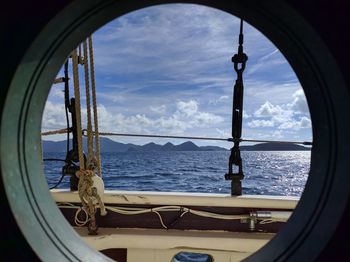 View of sea seen through boat