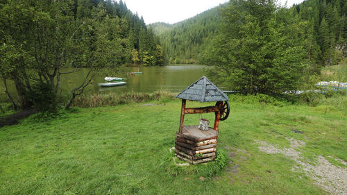 Scenic view of lake amidst trees