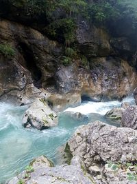 Scenic view of waterfall