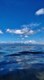 Scenic view of sea against blue sky