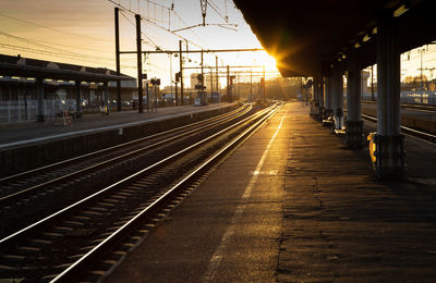 Railroad tracks at sunset