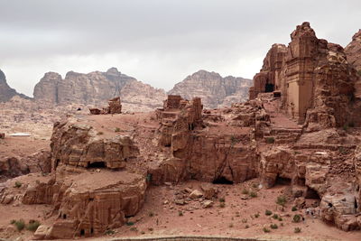 Panoramic view of rock formations against sky