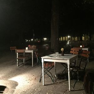 Empty chairs in restaurant