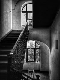 High angle view of staircase in building