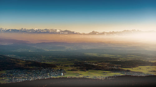 Aerial view of mountain range