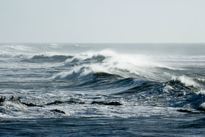 Scenic view of sea against clear sky