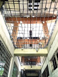 View of building seen through metal grate