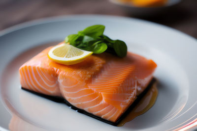 Close-up of sushi in plate