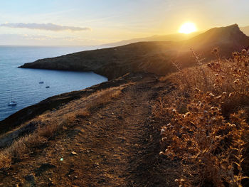 Scenic view of sea against sky during sunset