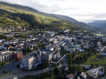 High angle view of townscape against sky