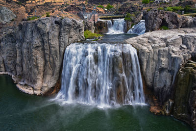 Scenic view of waterfall