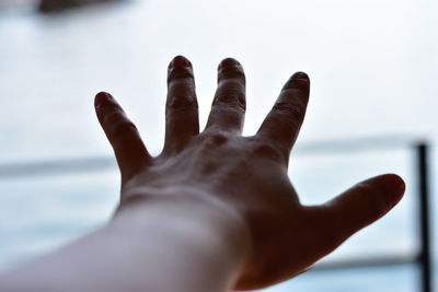 Close-up of hand against blurred background