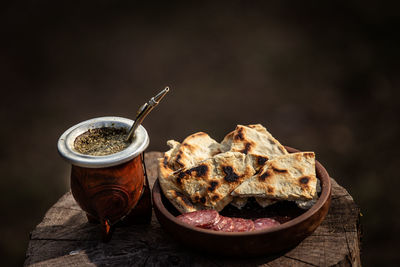 Close-up of food on table