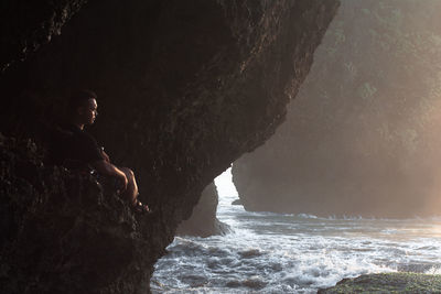 Rock formation in sea