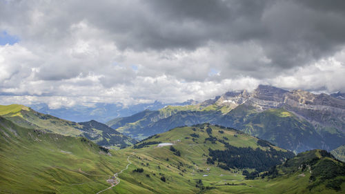 Scenic view of mountains against sky