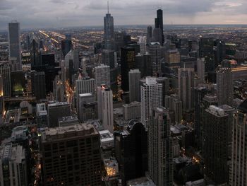 High angle view of buildings in city