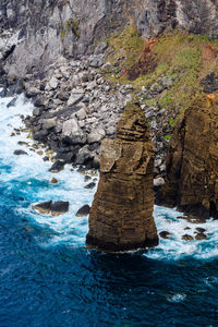 Rock formation in sea