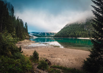 Scenic view of lake against sky