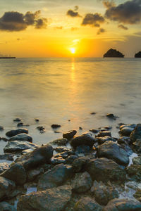 Scenic view of sea during sunset