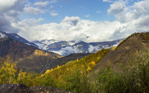 Scenic view of mountains against sky