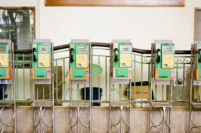 Public telephones in bangkok train station