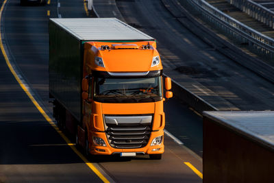 High angle view of truck on road