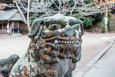 Close-up of animal sculpture